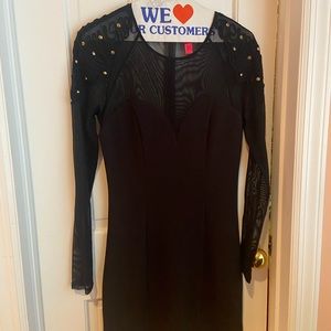 Black mesh sequins cocktail dress